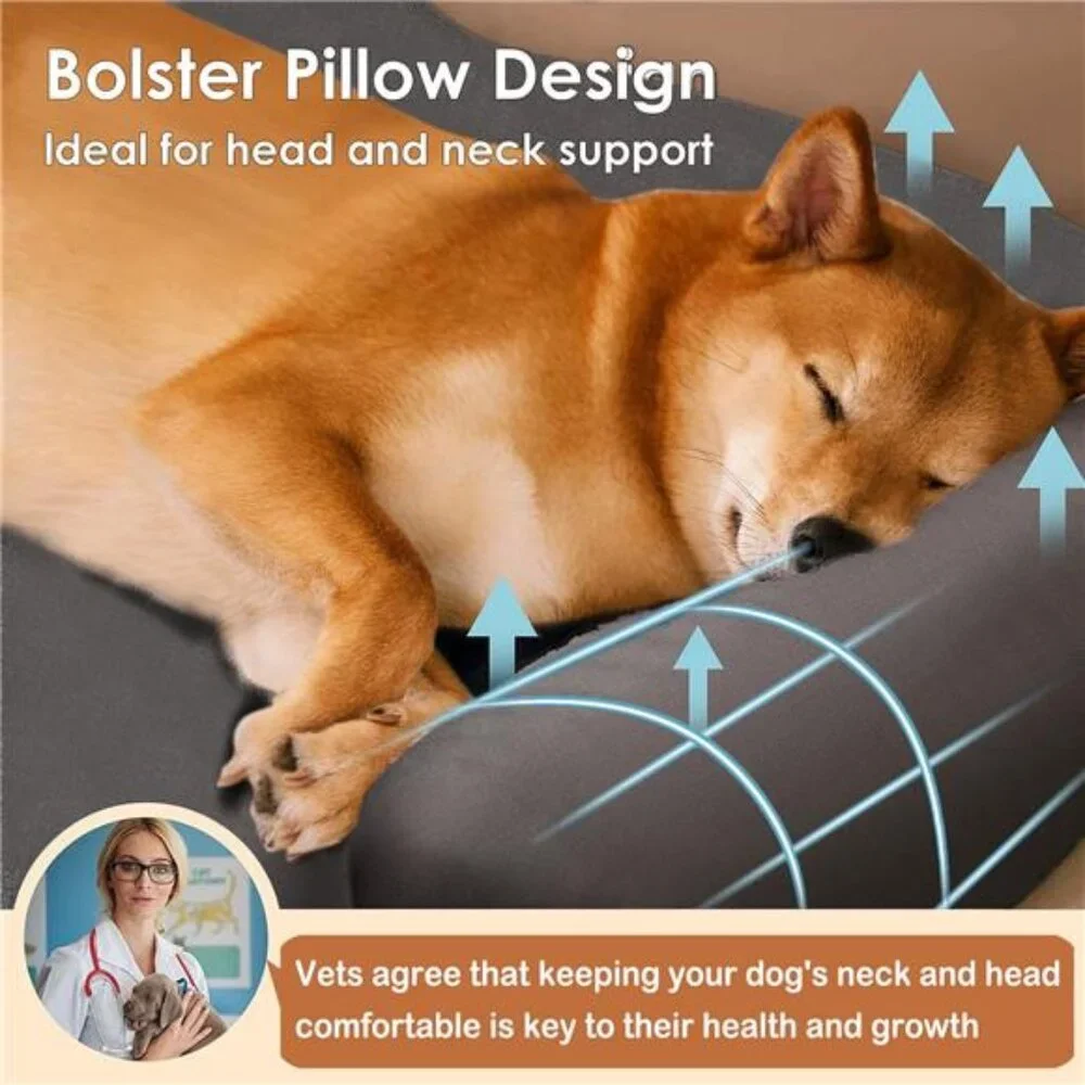 Calming Dog Bed Mat for Couch, Calming Dog Couch Bed with 3 Side Dog Pillow